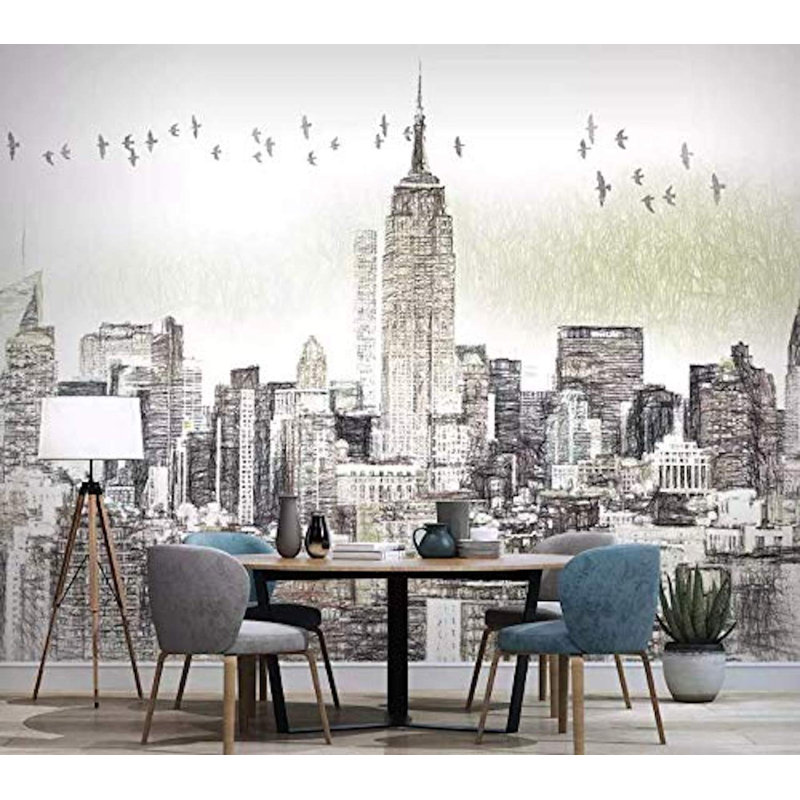 GK Wall Design Peel And Stick Charcoal New York City Wallpaper Wayfair
